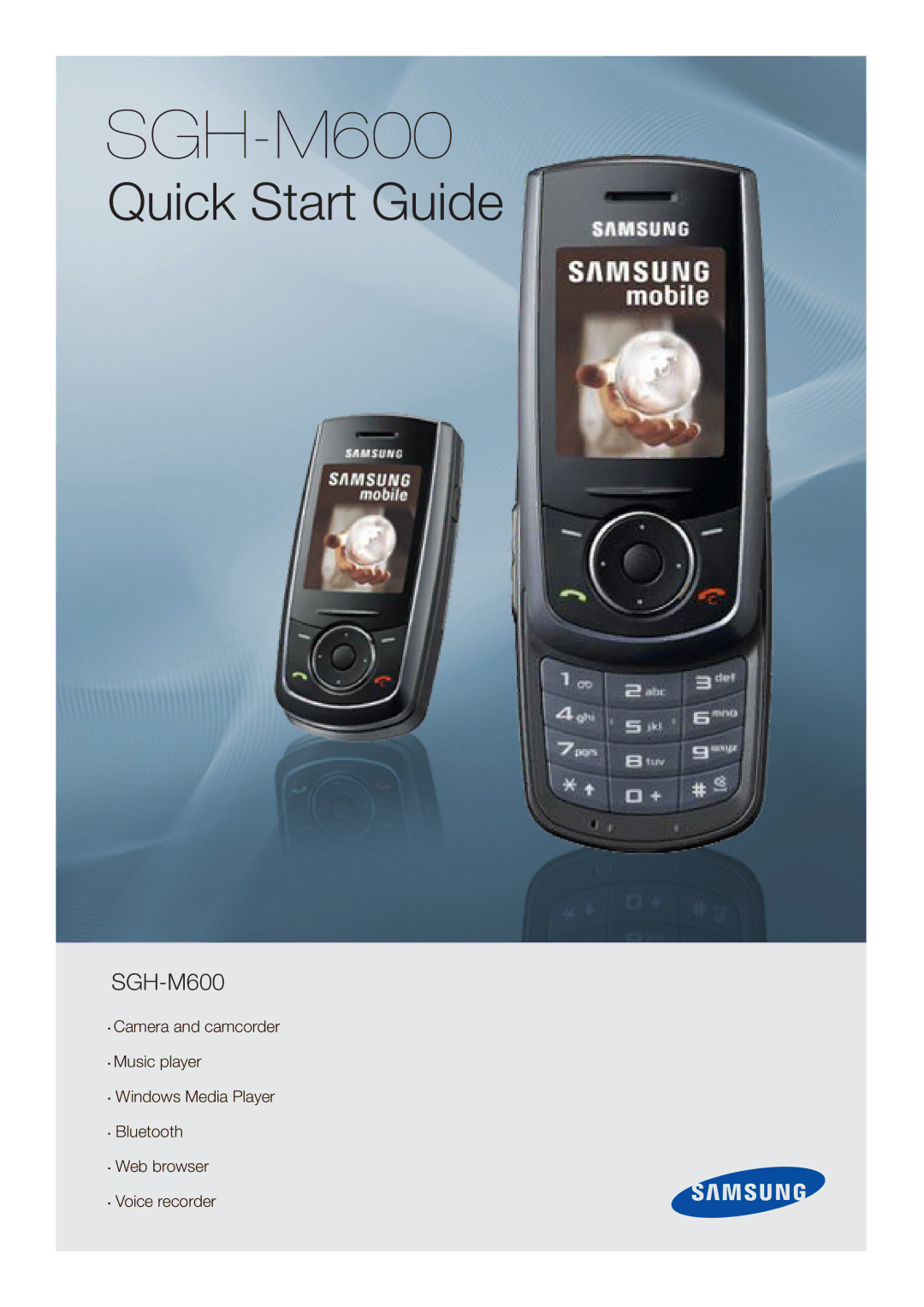 Samsung SGH-M600 quick start 