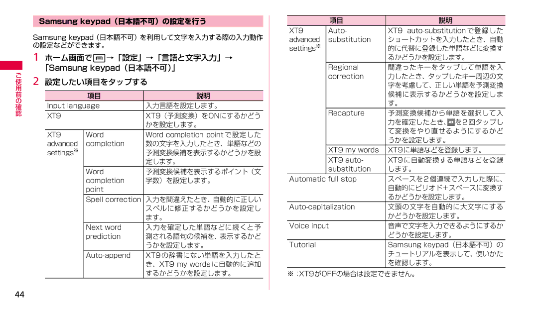 Samsung SGH-N023ZWNDCM, SGH-N023CWNDCM manual ホーム画面でw→「設定」→「言語と文字入力」→ 