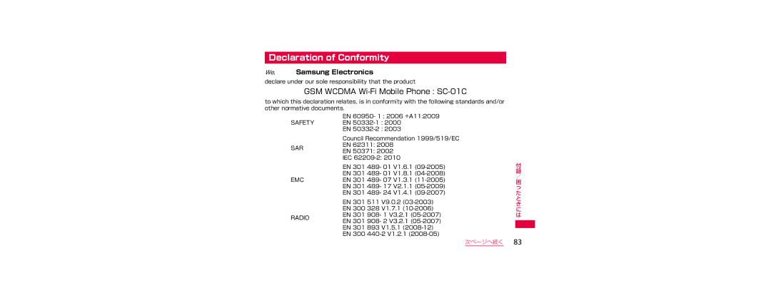 Samsung SGH-N023CWNDCM, SGH-N023ZWNDCM manual Declaration of Conformity 