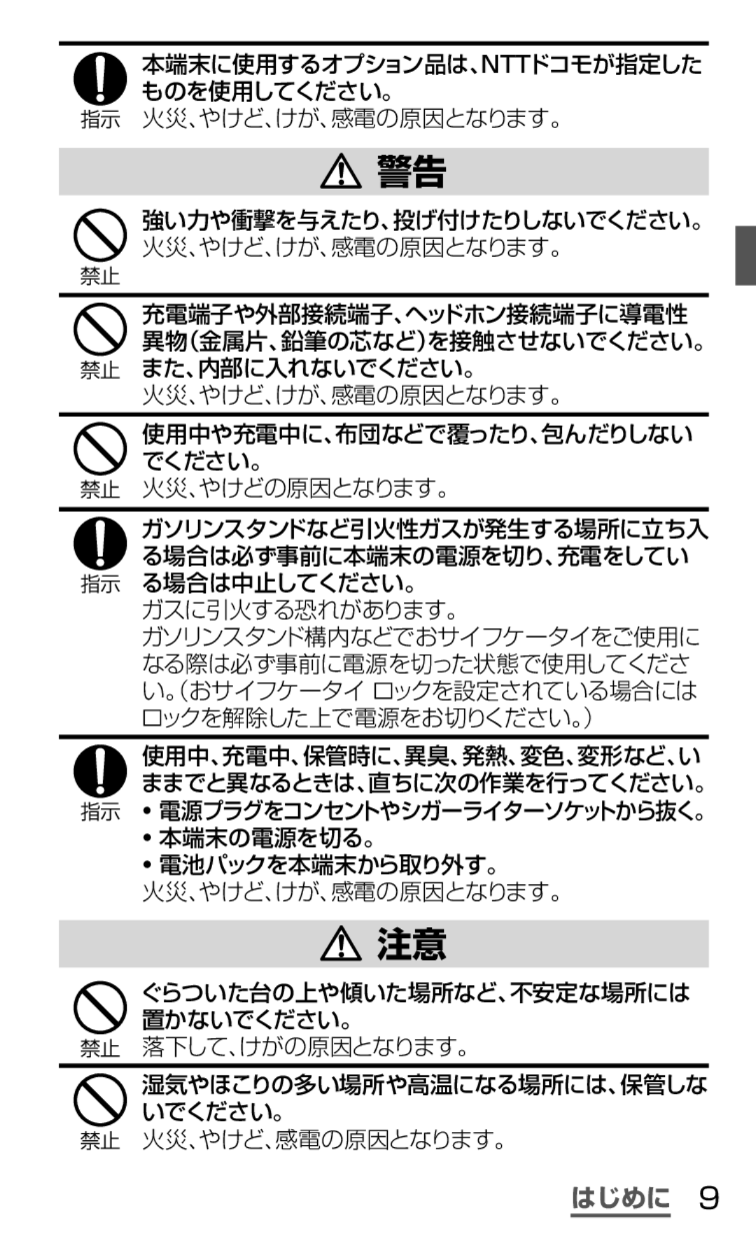 Samsung SGH-N035OKNDCM, SGH-N035TANDCM manual 本端末に使用するオプション品は、Nttドコモが指定した ものを使用してください。 