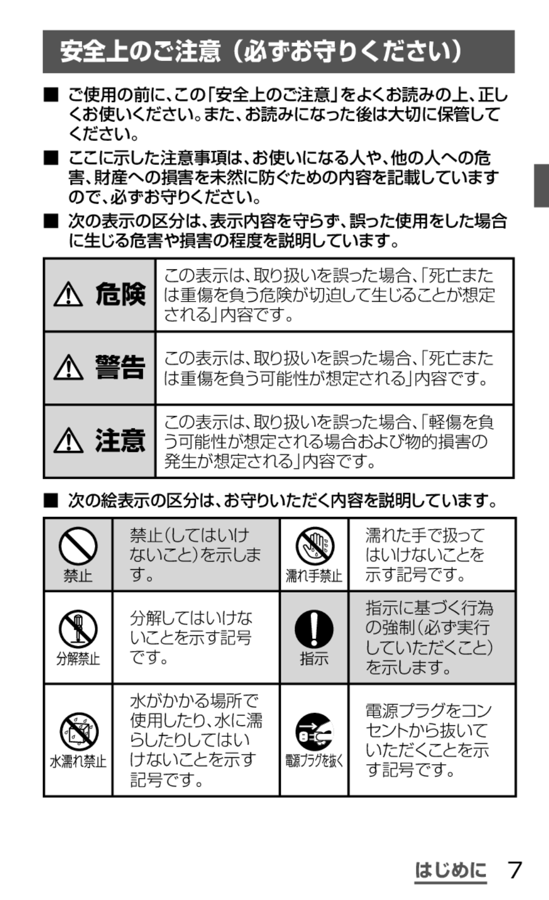 Samsung SGH-N035OKNDCM, SGH-N035TANDCM manual 安全上のご注意（必ずお守りください） 