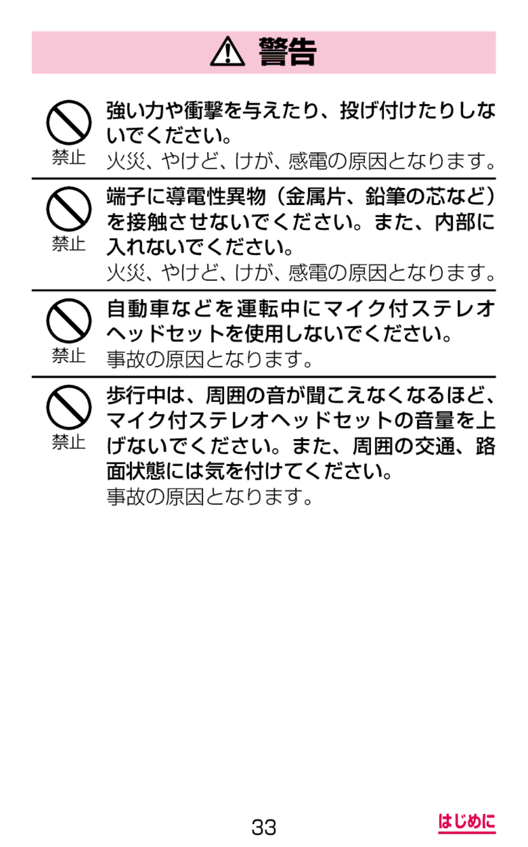 Samsung SGH-N075ZWEDCM, SGH-N075ZBEDCM, SGH-N075ZIEDCM manual 33 はじめに 