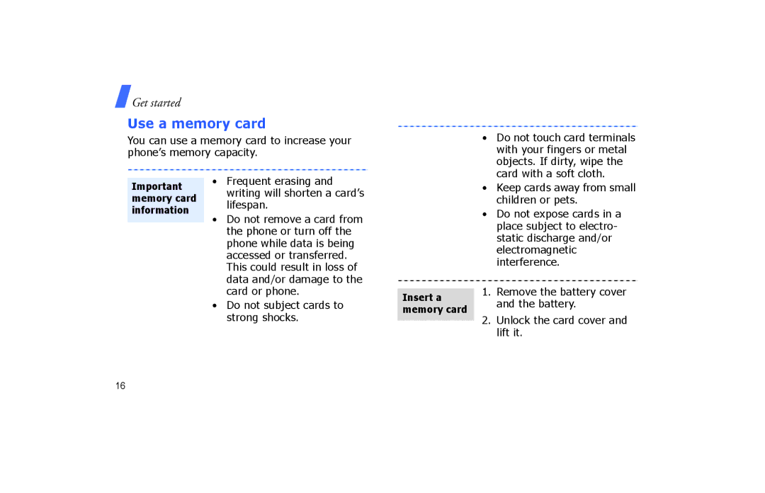 Samsung SGH-P260TSAFOP manual Use a memory card 