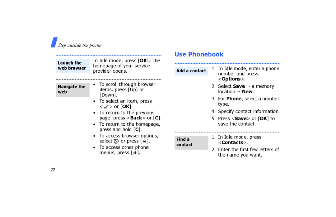 Samsung SGH-P260TSAFOP manual Use Phonebook 