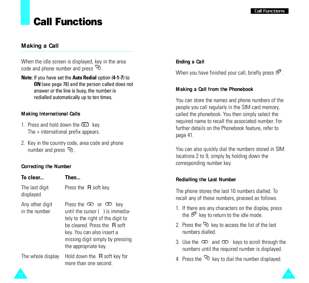 Samsung SGH-R220 owner manual Call Functions, Making a Call 