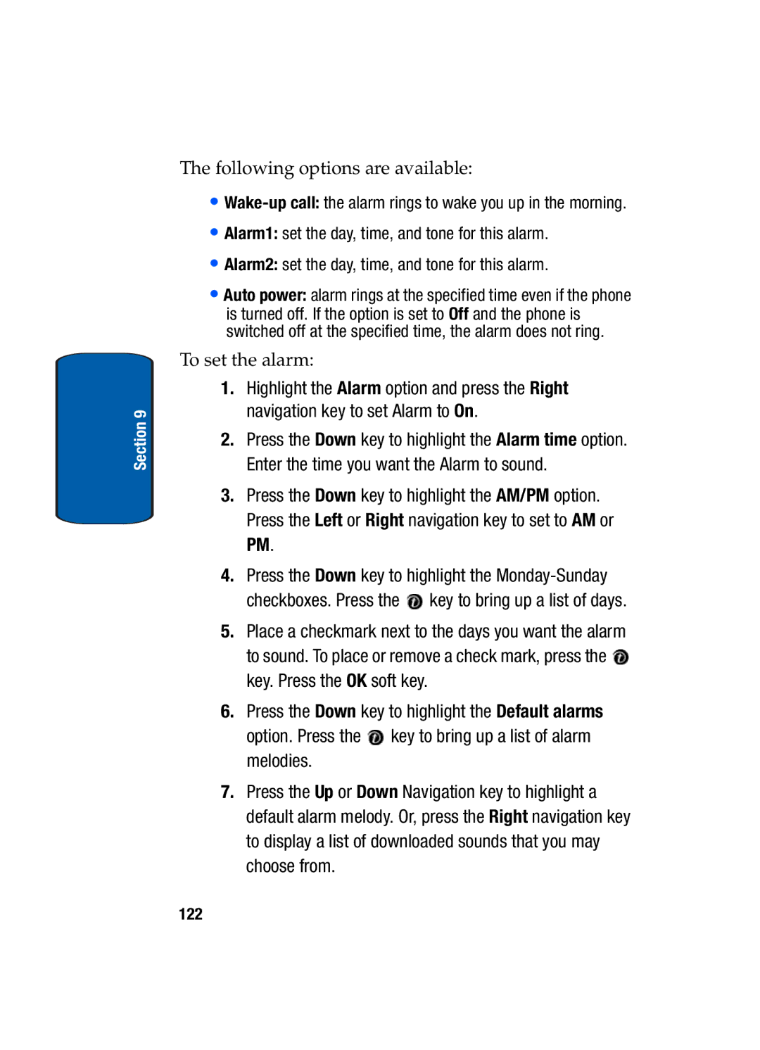 Samsung SGH-t309 manual To set the alarm 