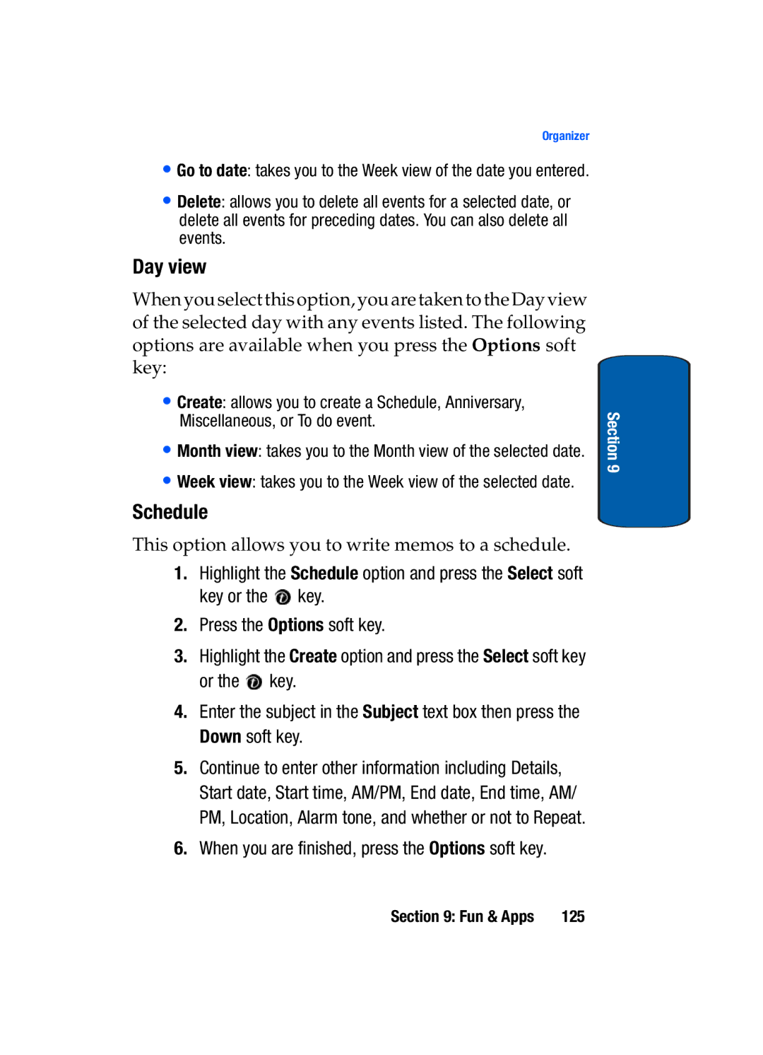 Samsung SGH-t309 manual Day view, Schedule 