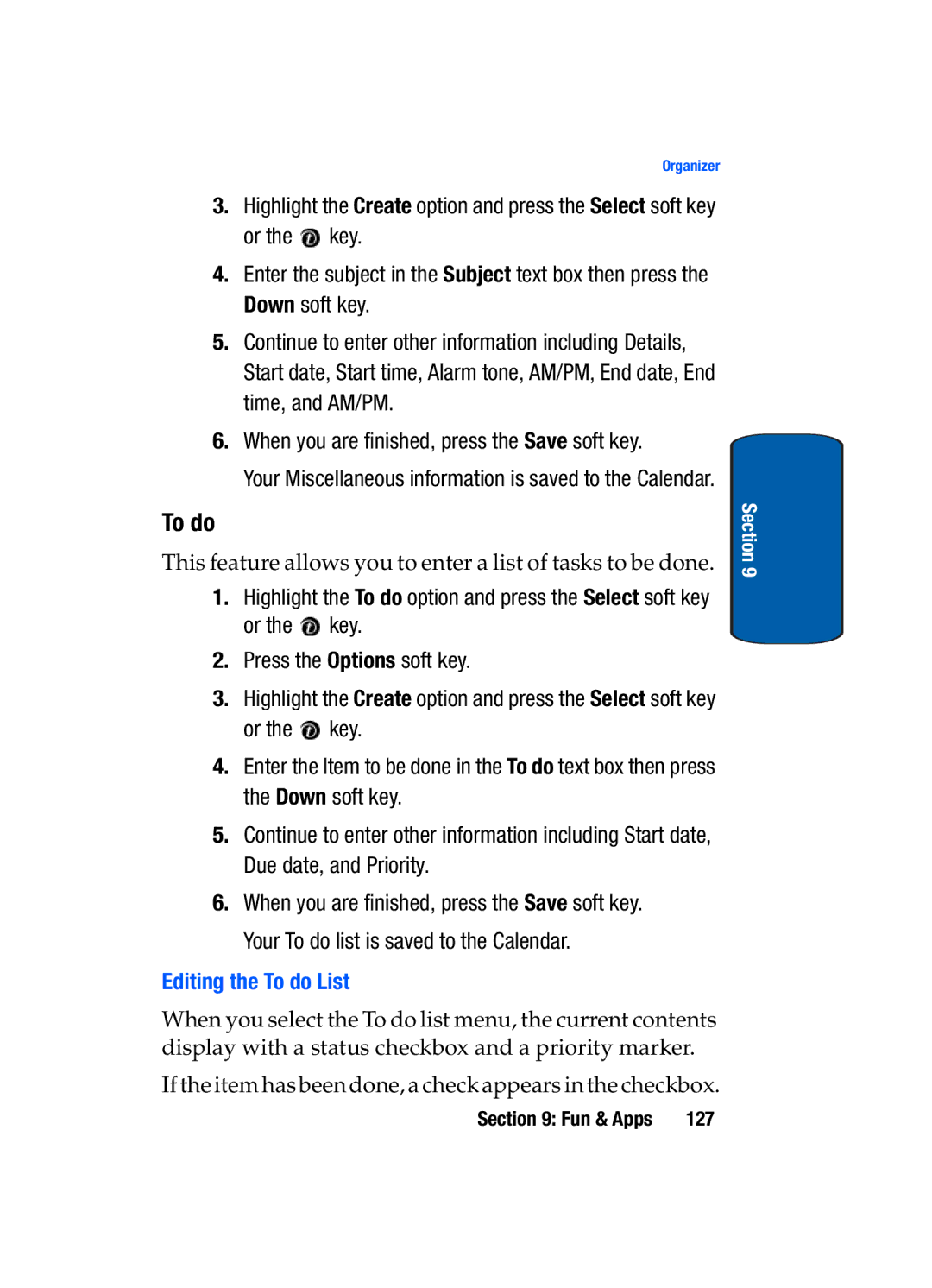 Samsung SGH-t309 manual Editing the To do List 