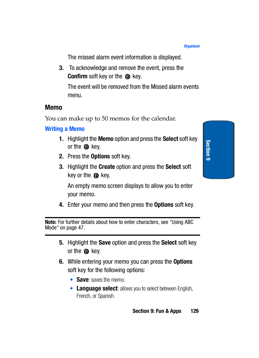 Samsung SGH-t309 manual Writing a Memo 