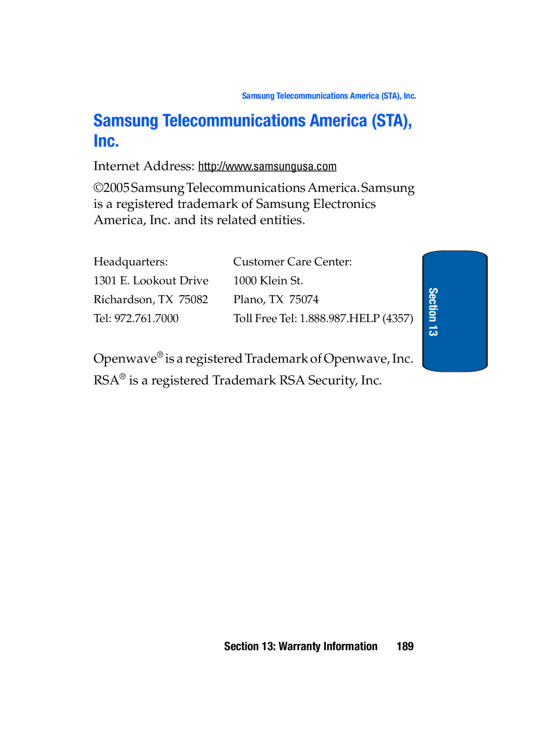 Samsung SGH-t309 manual 189 