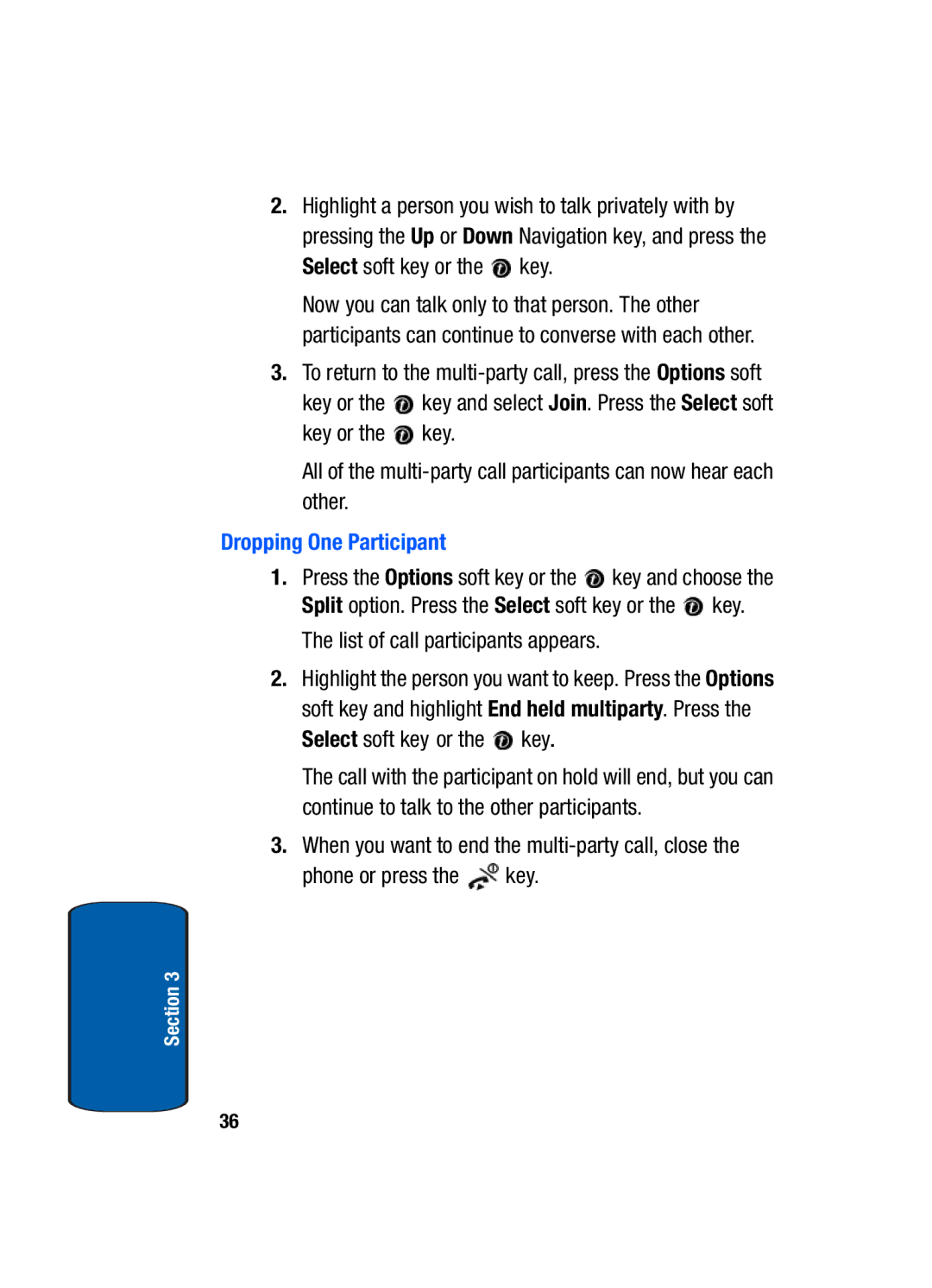 Samsung SGH-t309 manual Dropping One Participant 