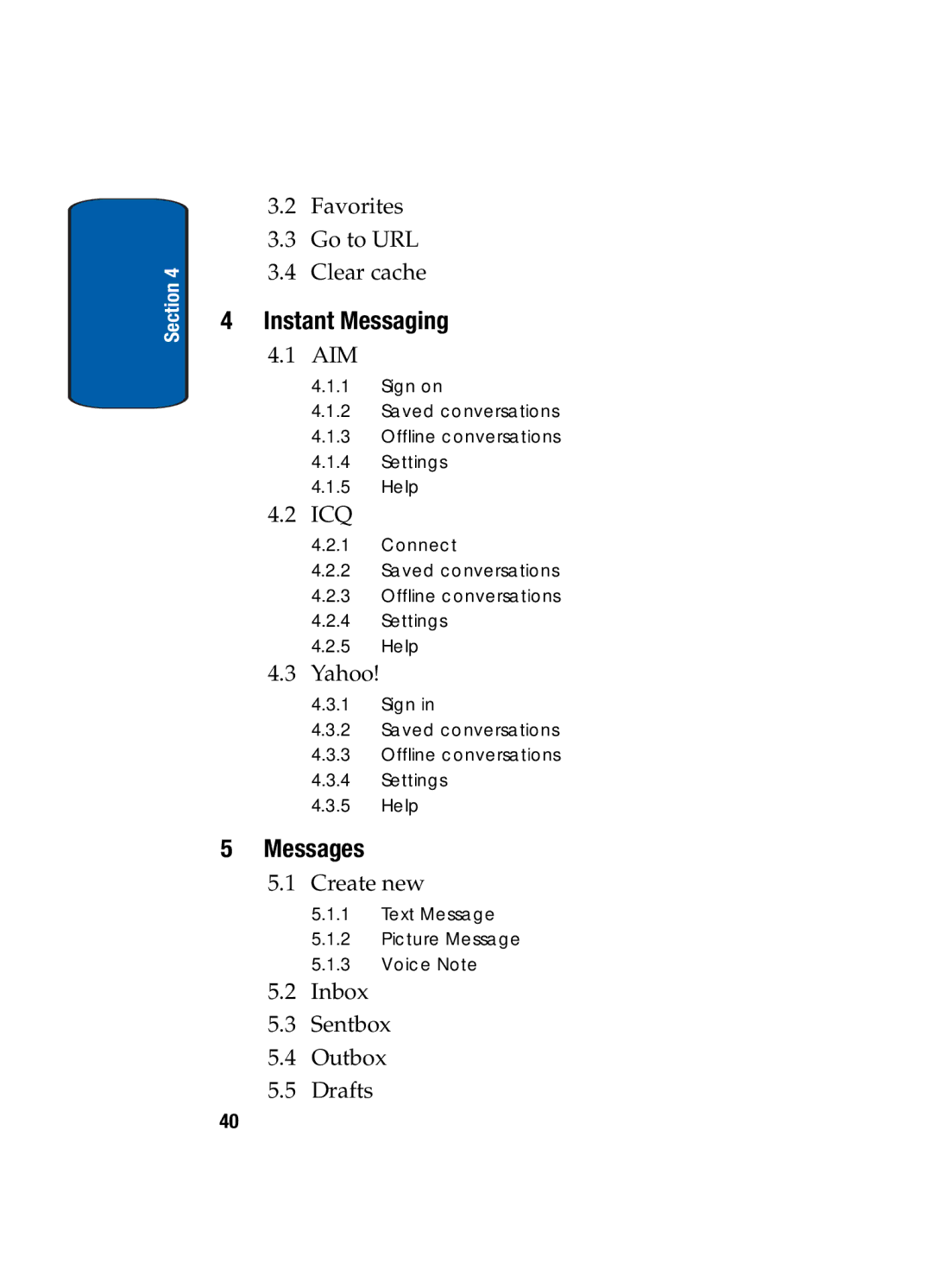 Samsung SGH-t309 manual Instant Messaging, Messages 