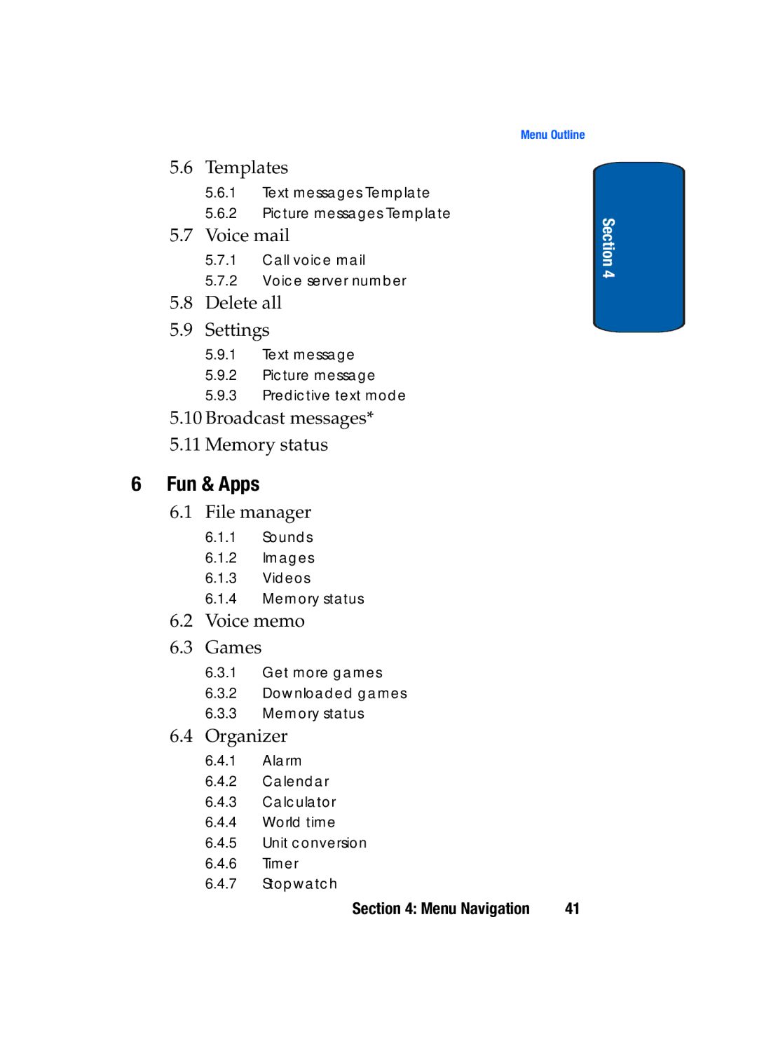 Samsung SGH-t309 manual Fun & Apps, Organizer 