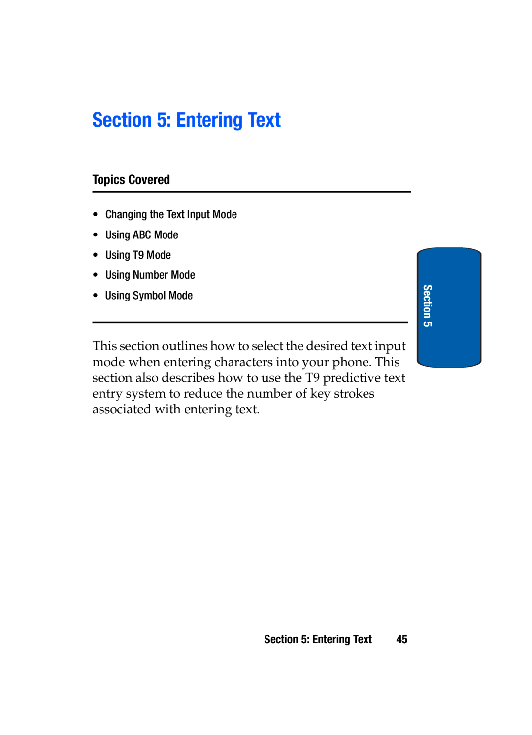 Samsung SGH-t309 manual Entering Text 