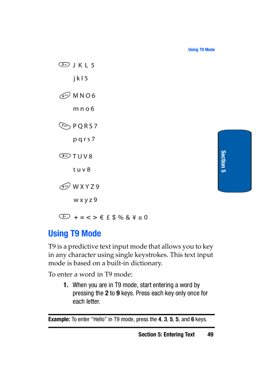 Samsung SGH-t309 manual Using T9 Mode 