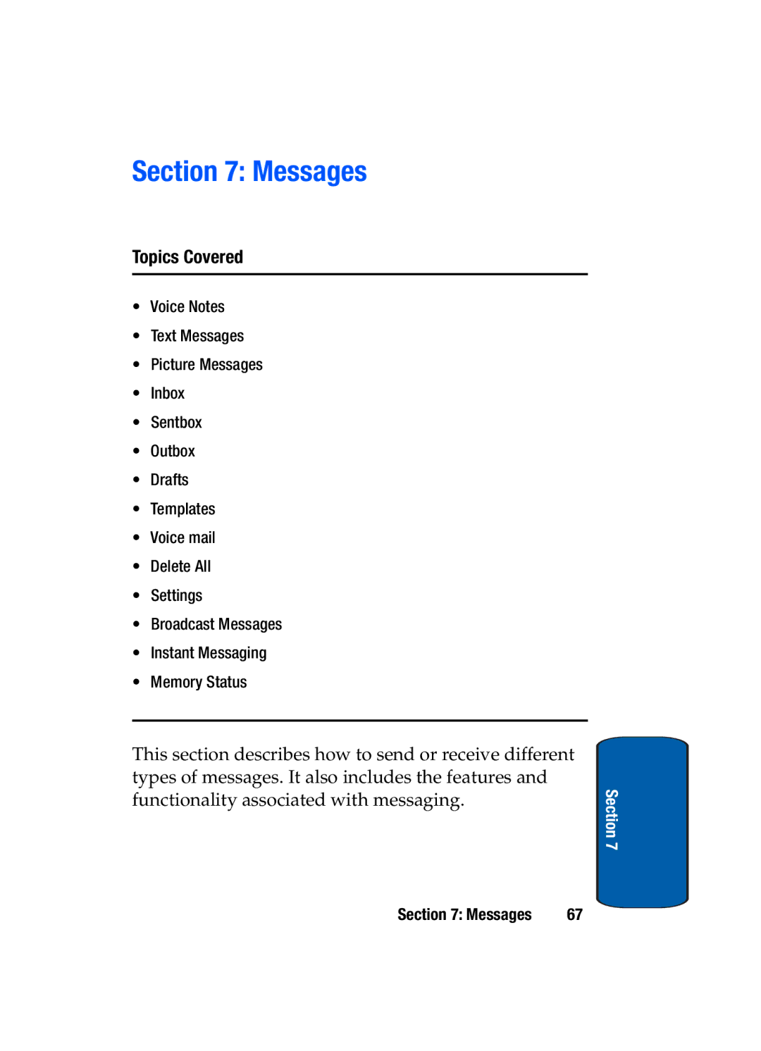 Samsung SGH-t309 manual Messages 