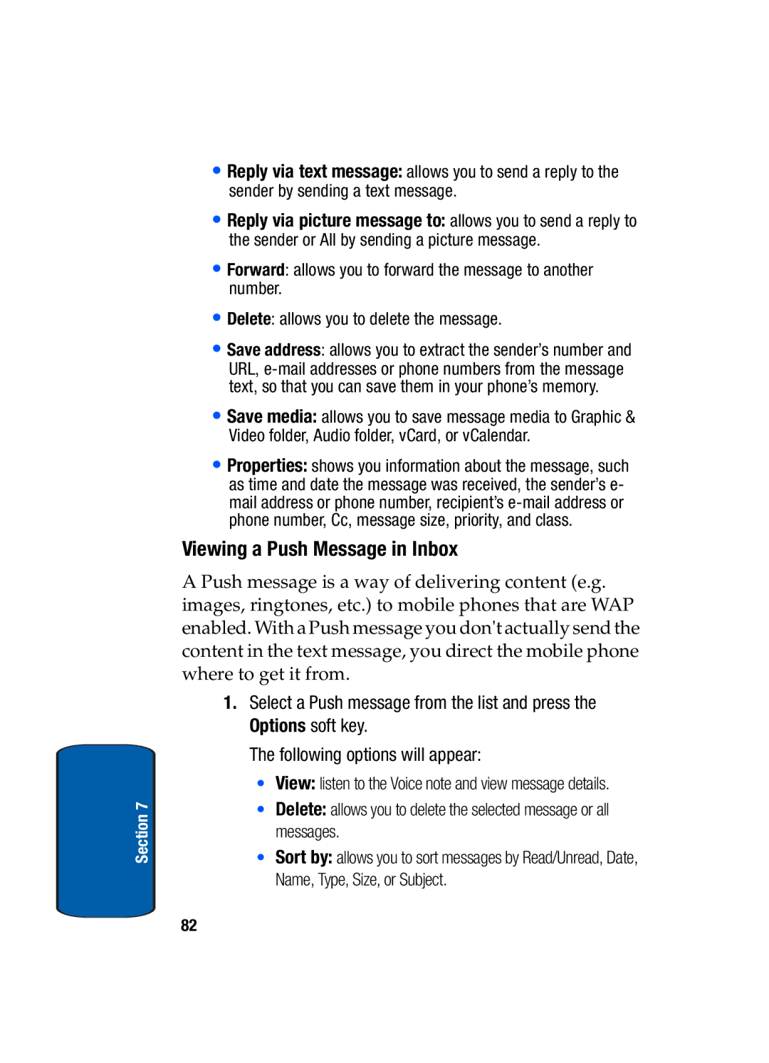 Samsung SGH-t309 manual Viewing a Push Message in Inbox 