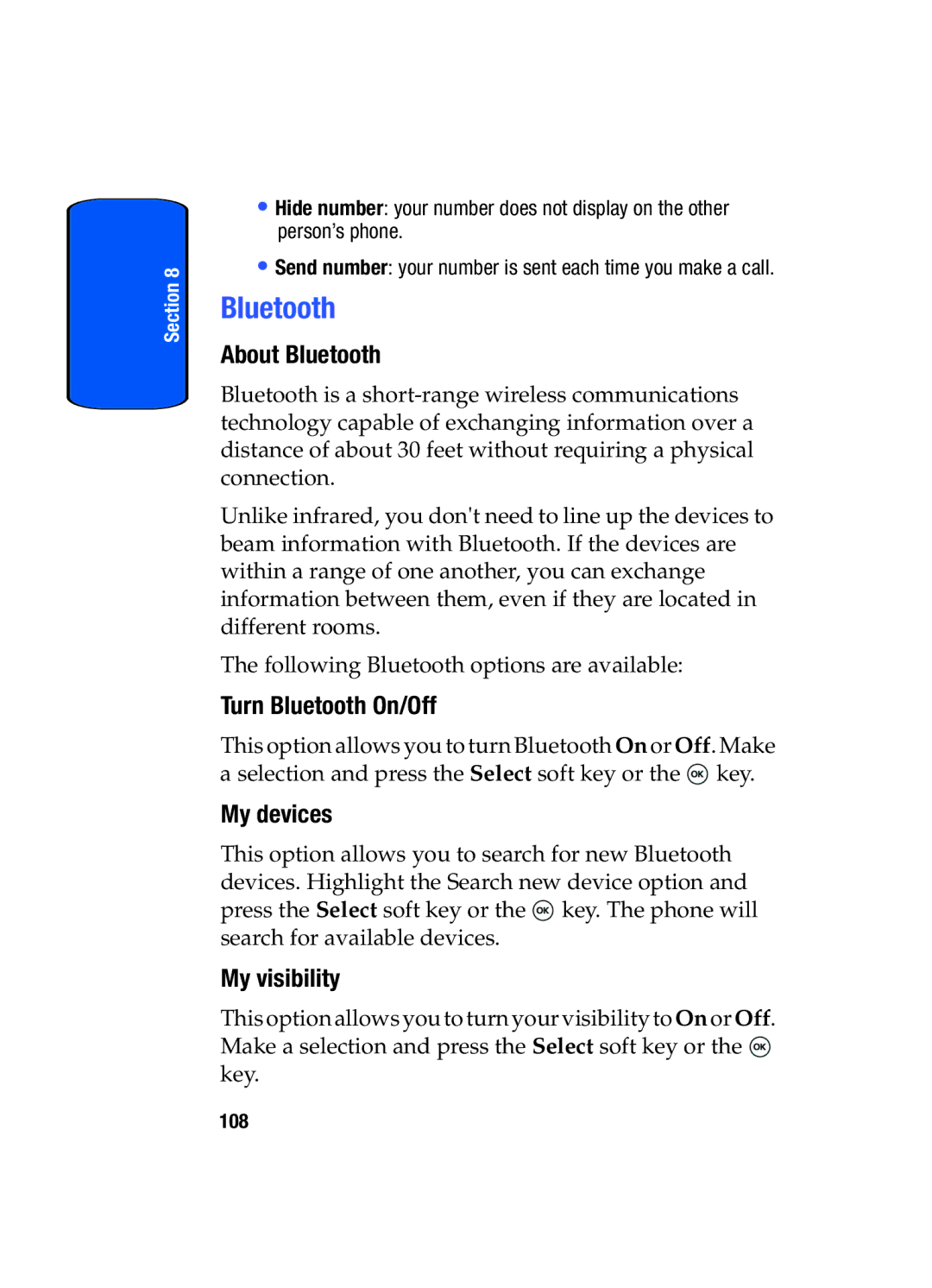 Samsung SGH-t509s manual About Bluetooth, Turn Bluetooth On/Off, My devices, My visibility 