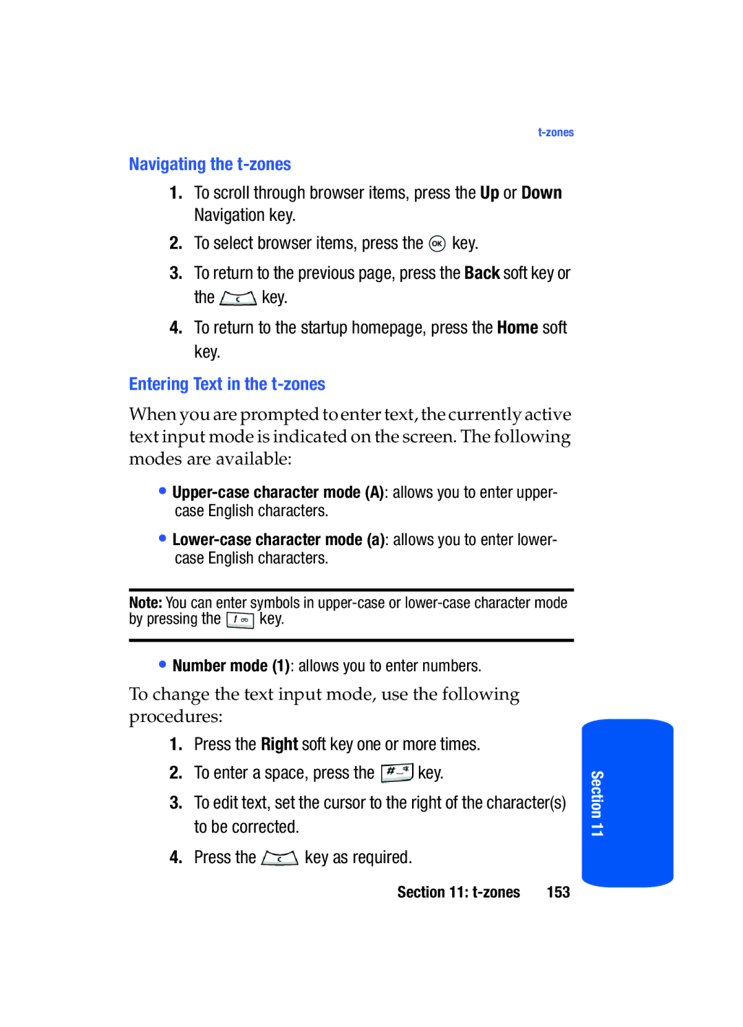 Samsung SGH-t509s manual Navigating the t-zones, Entering Text in the t-zones 