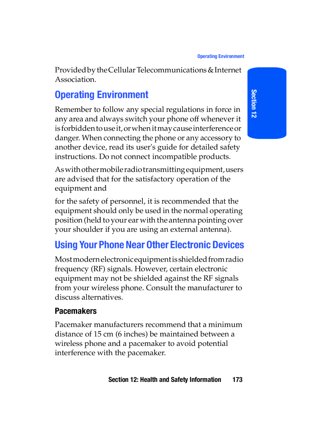 Samsung SGH-t509s manual Operating Environment, Pacemakers 