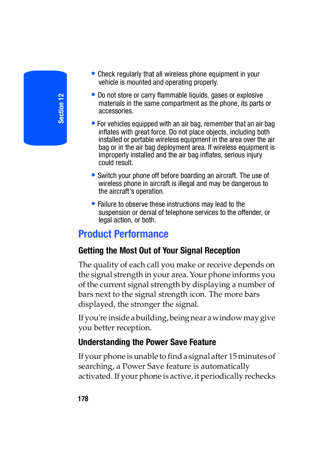 Samsung SGH-t509s Product Performance, Getting the Most Out of Your Signal Reception, Understanding the Power Save Feature 