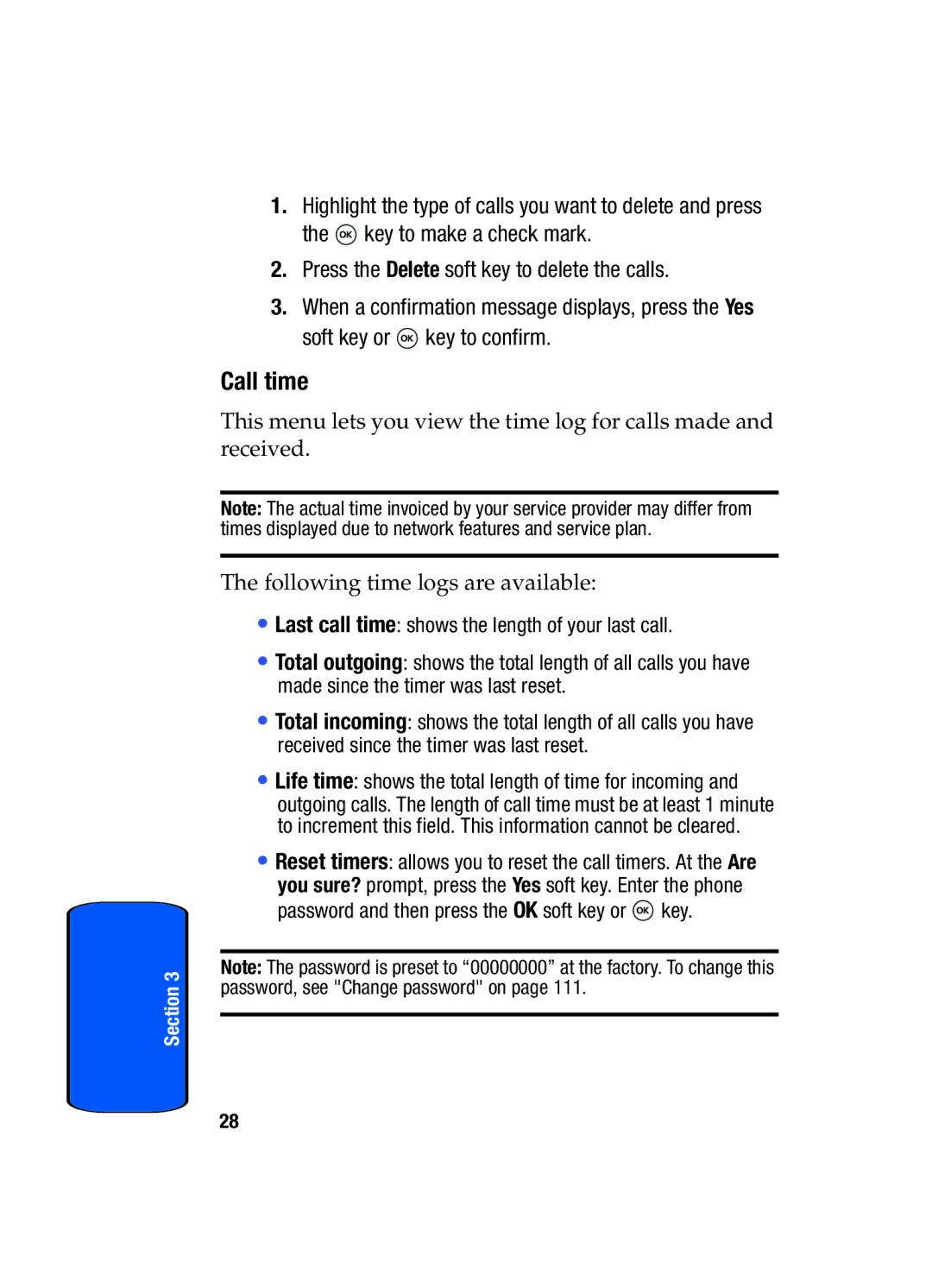 Samsung SGH-t509s manual Call time 