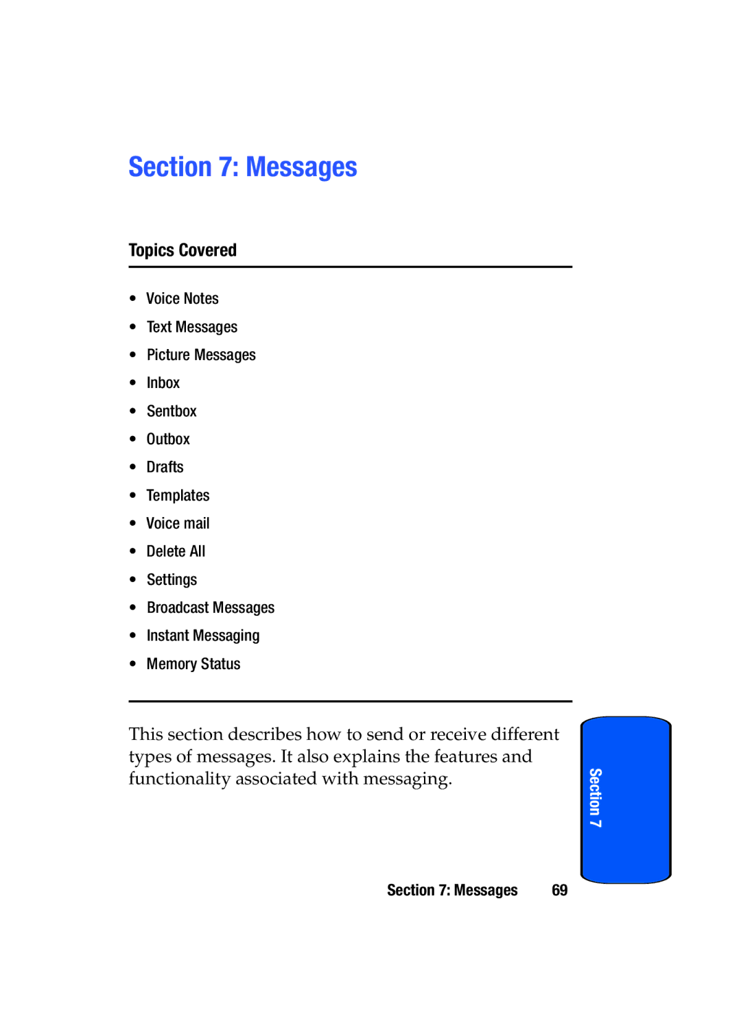 Samsung SGH-t509s manual Messages 