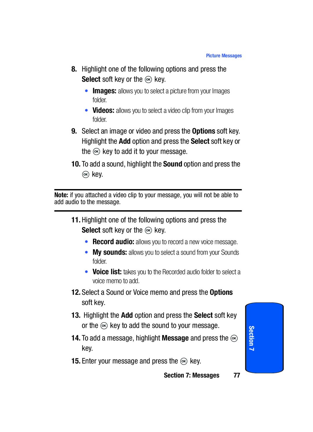 Samsung SGH-t509s manual Select a Sound or Voice memo and press the Options soft key 