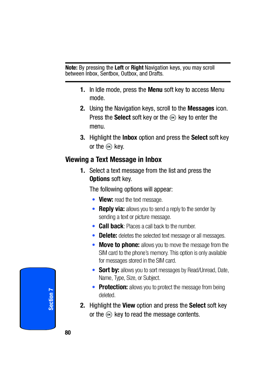 Samsung SGH-t509s manual Viewing a Text Message in Inbox 