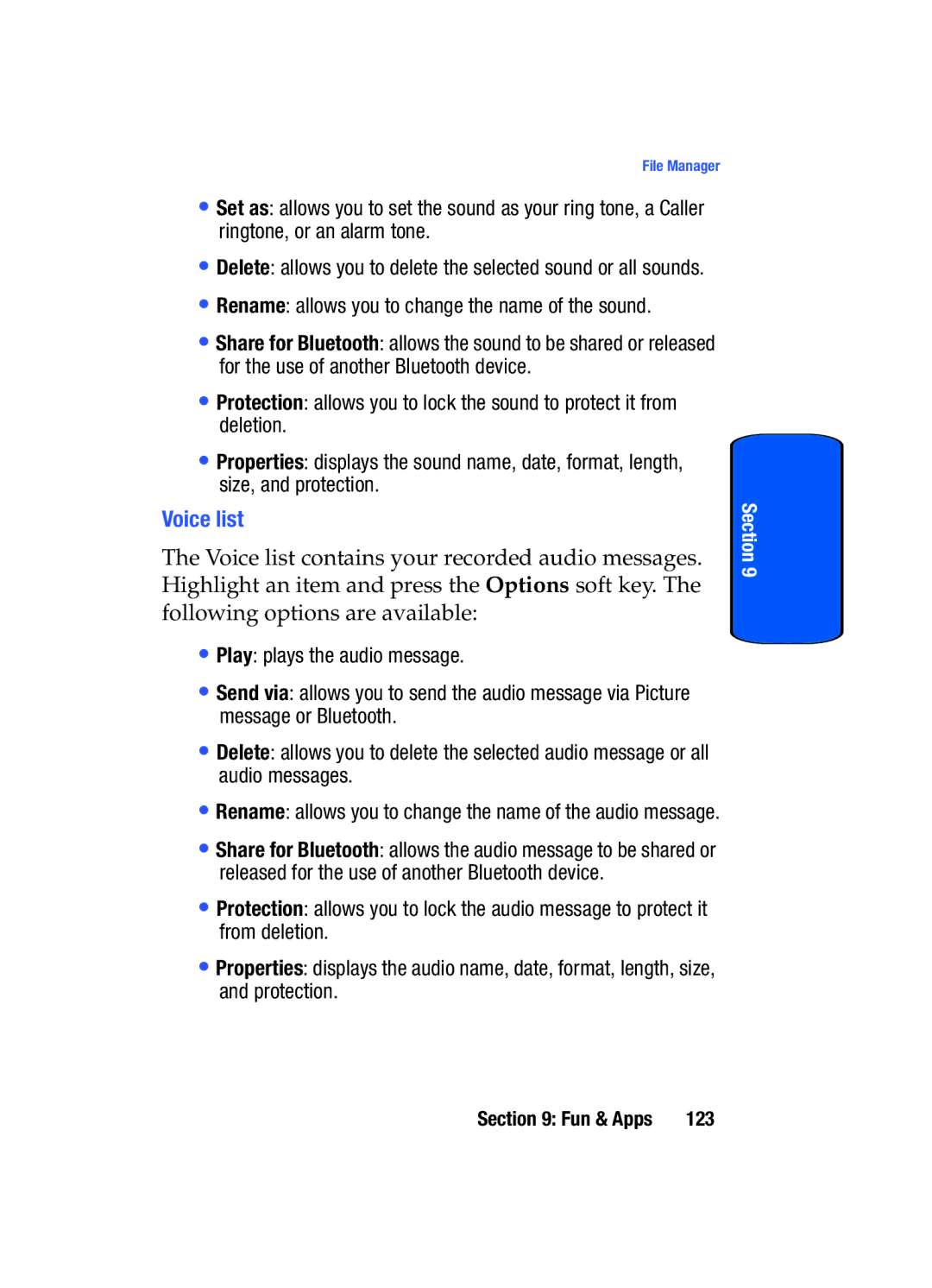 Samsung SGH-T509TSATMB manual Voice list 