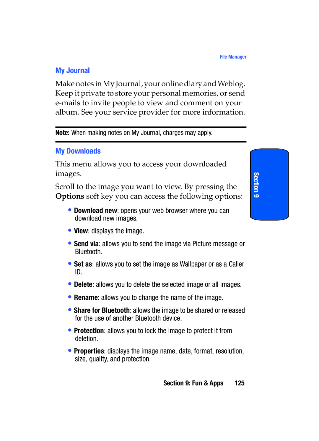 Samsung SGH-T509TSATMB manual My Journal, My Downloads 