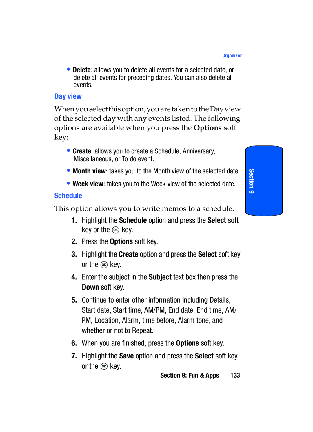 Samsung SGH-T509TSATMB manual Day view, Schedule 