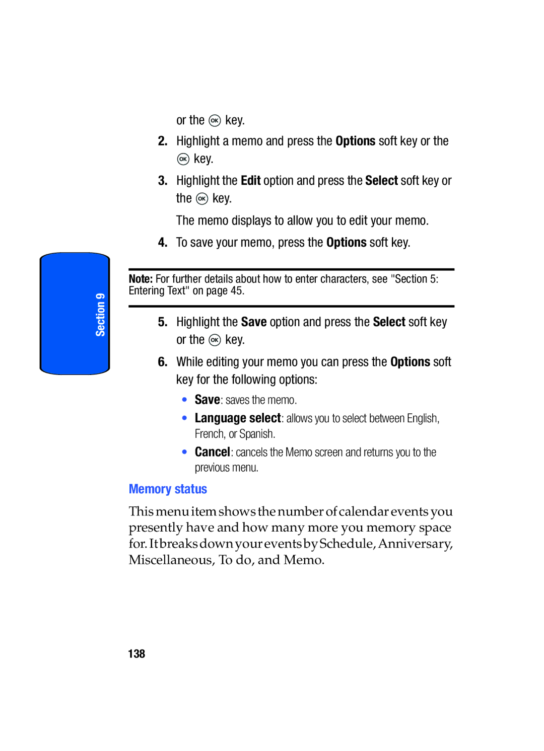 Samsung SGH-T509TSATMB manual Memory status 