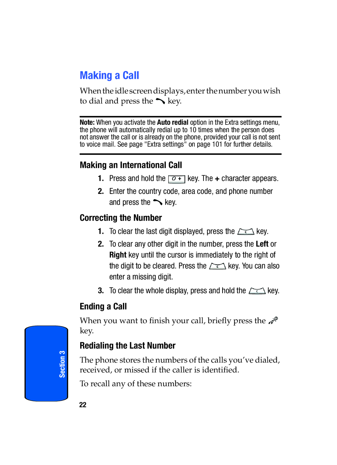 Samsung SGH-T509TSATMB manual Making a Call, Making an International Call, Correcting the Number, Ending a Call 