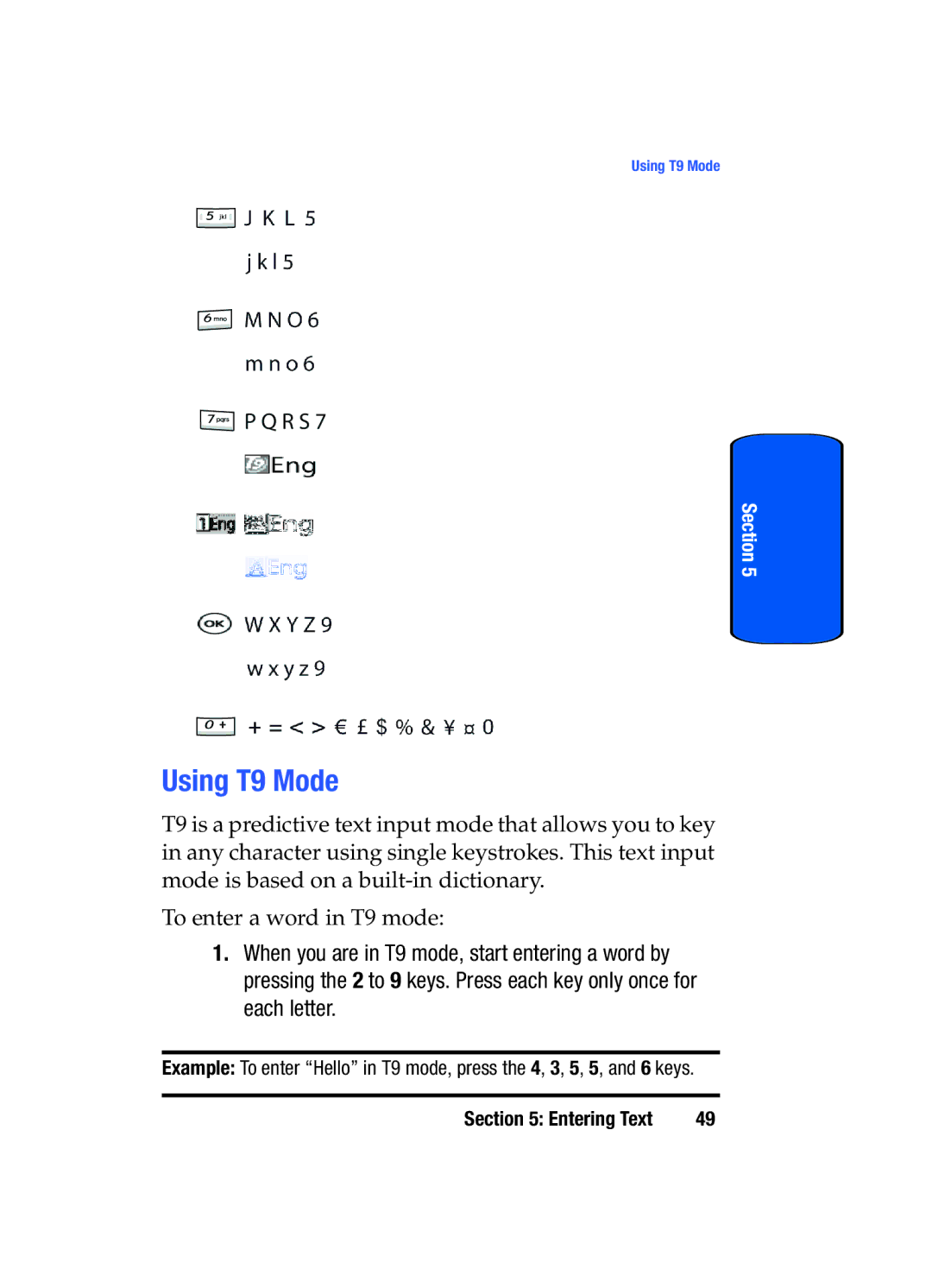 Samsung SGH-T509TSATMB manual Using T9 Mode 