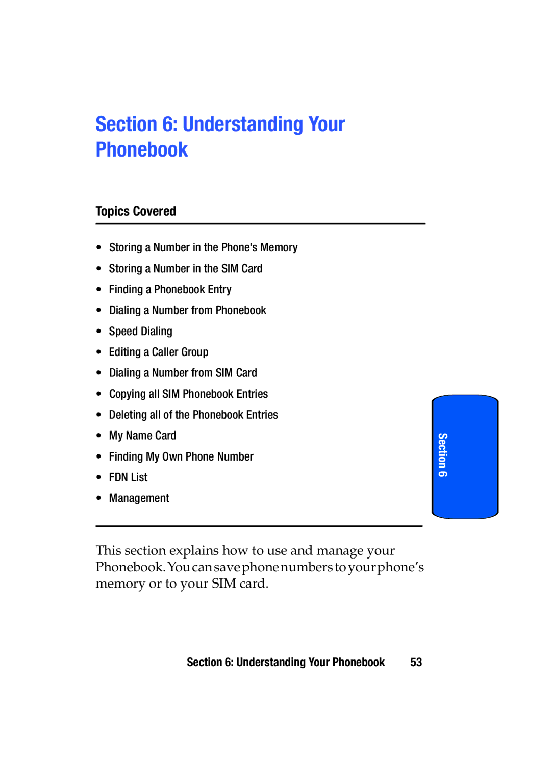 Samsung SGH-T509TSATMB manual Understanding Your Phonebook 