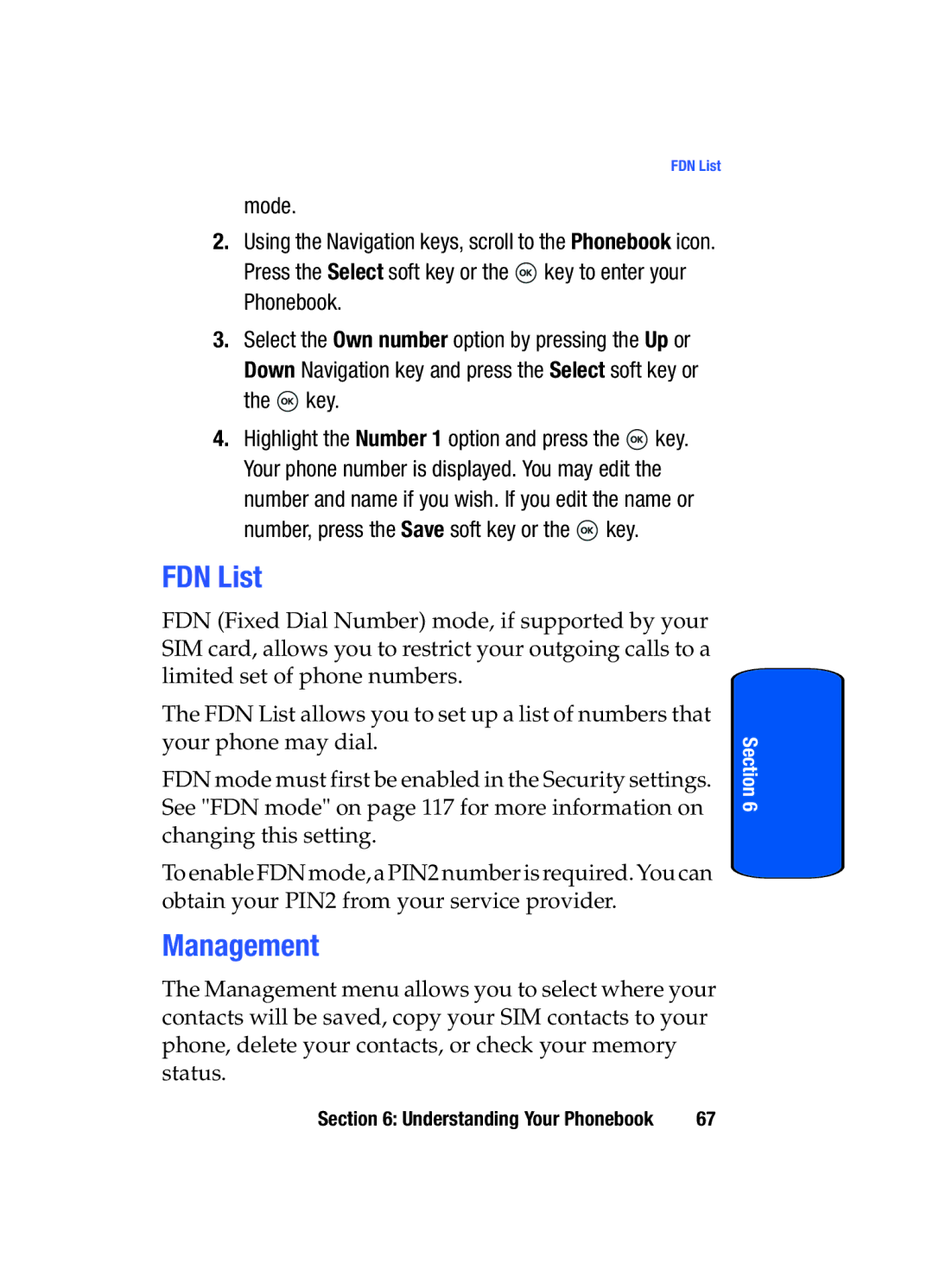 Samsung SGH-T509TSATMB manual FDN List, Management 