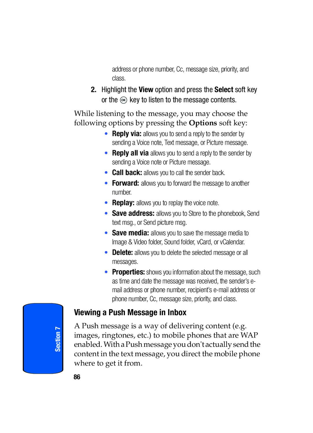 Samsung SGH-T509TSATMB manual Viewing a Push Message in Inbox 