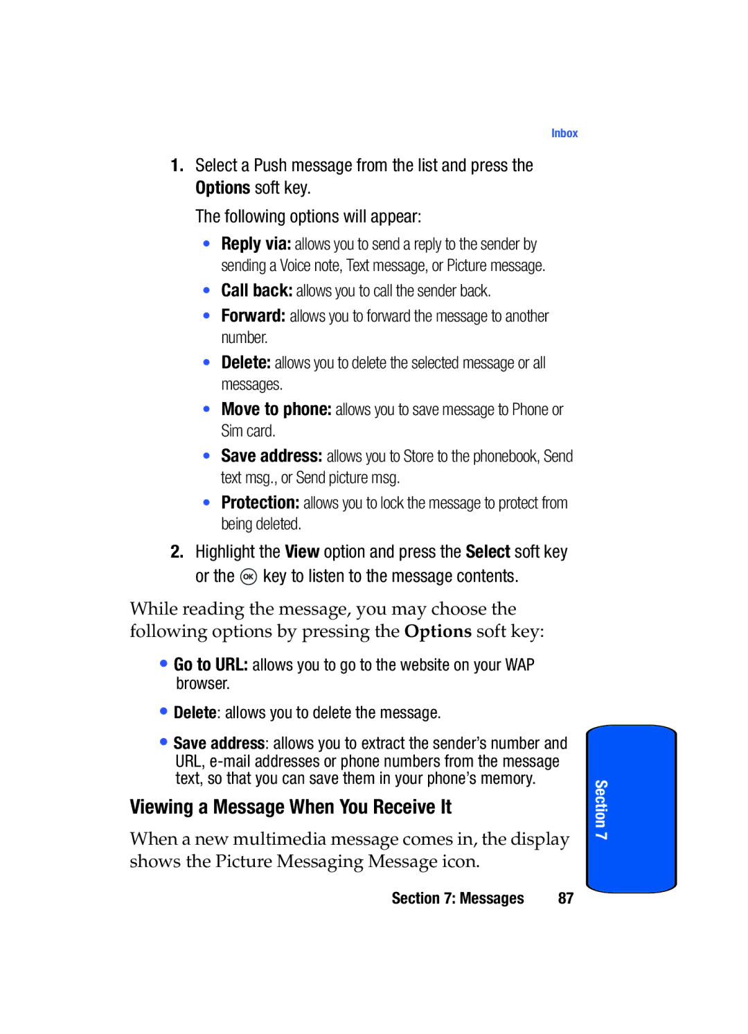 Samsung SGH-T509TSATMB manual Viewing a Message When You Receive It 