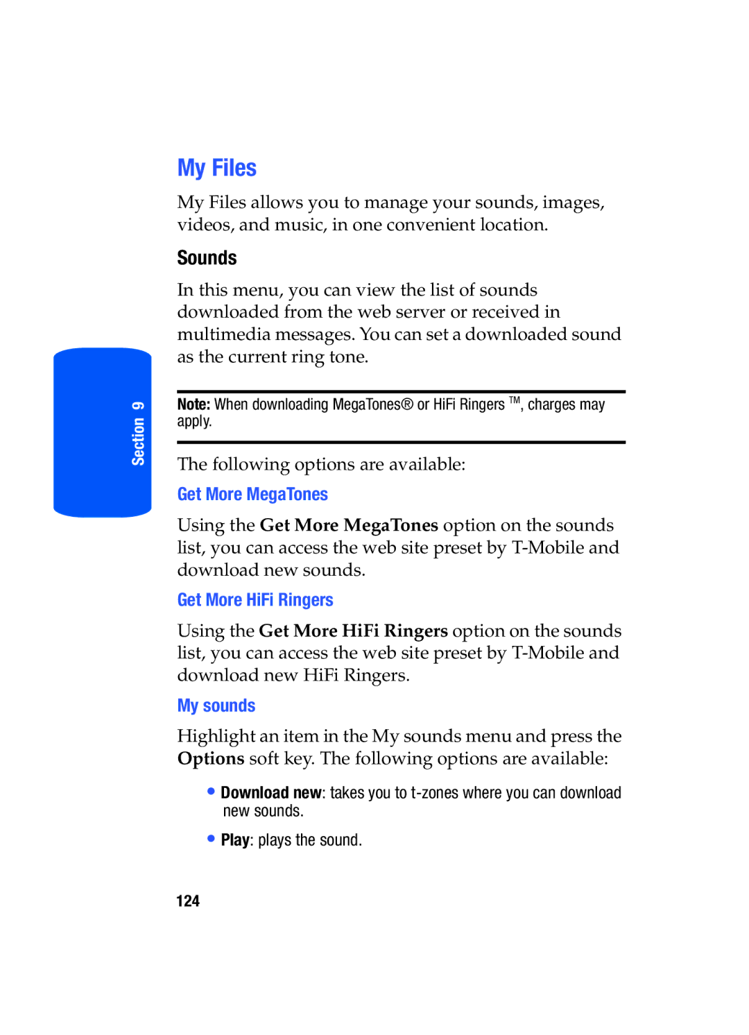 Samsung SGH-T519 manual My Files, Sounds, My sounds 