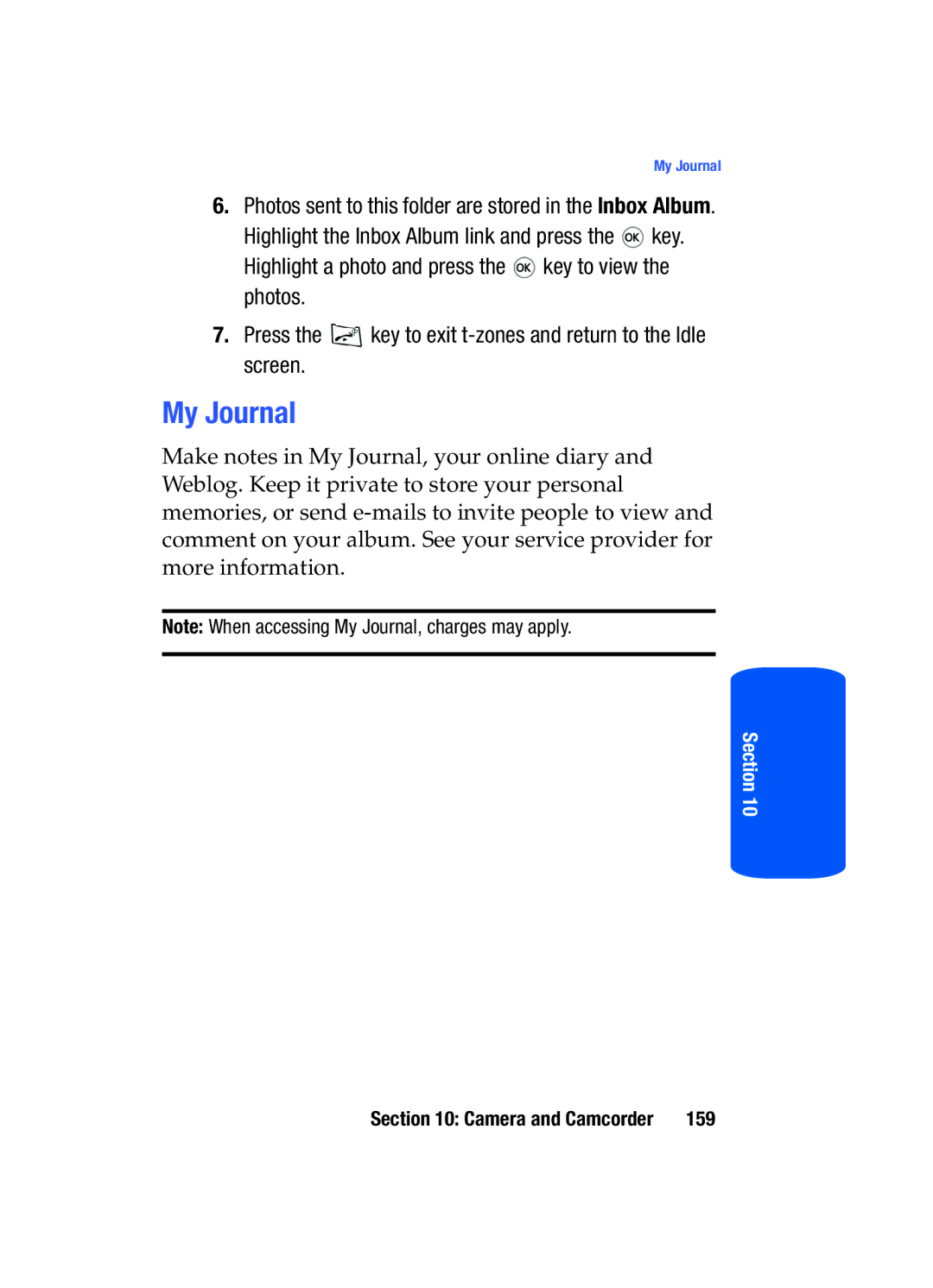 Samsung SGH-T519 manual My Journal 