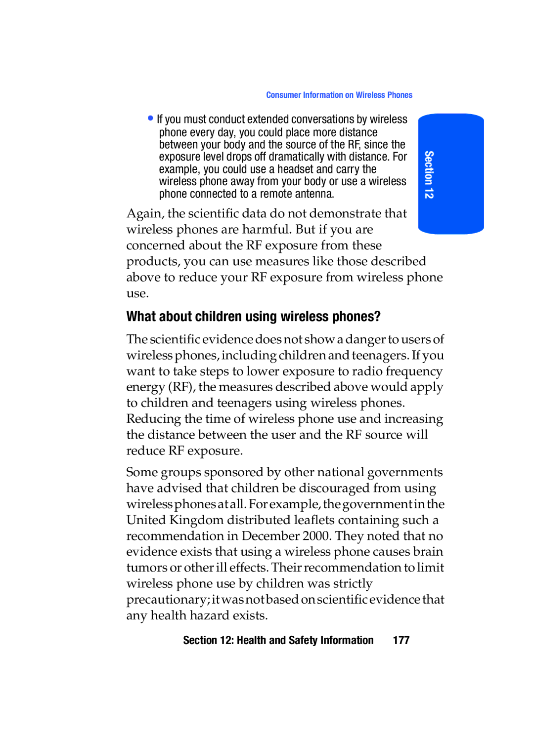 Samsung SGH-T519 manual What about children using wireless phones? 