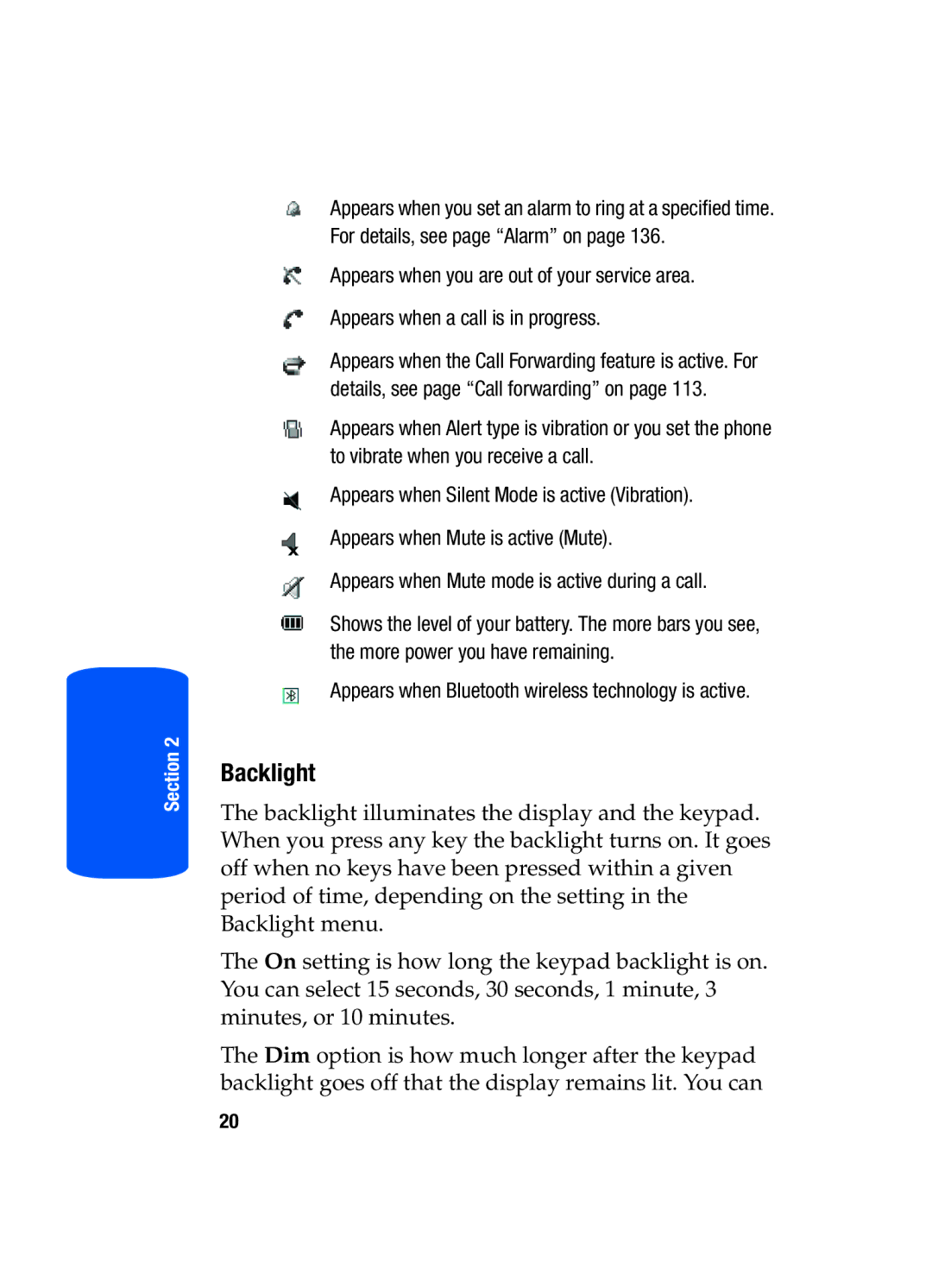 Samsung SGH-T519 manual Backlight 