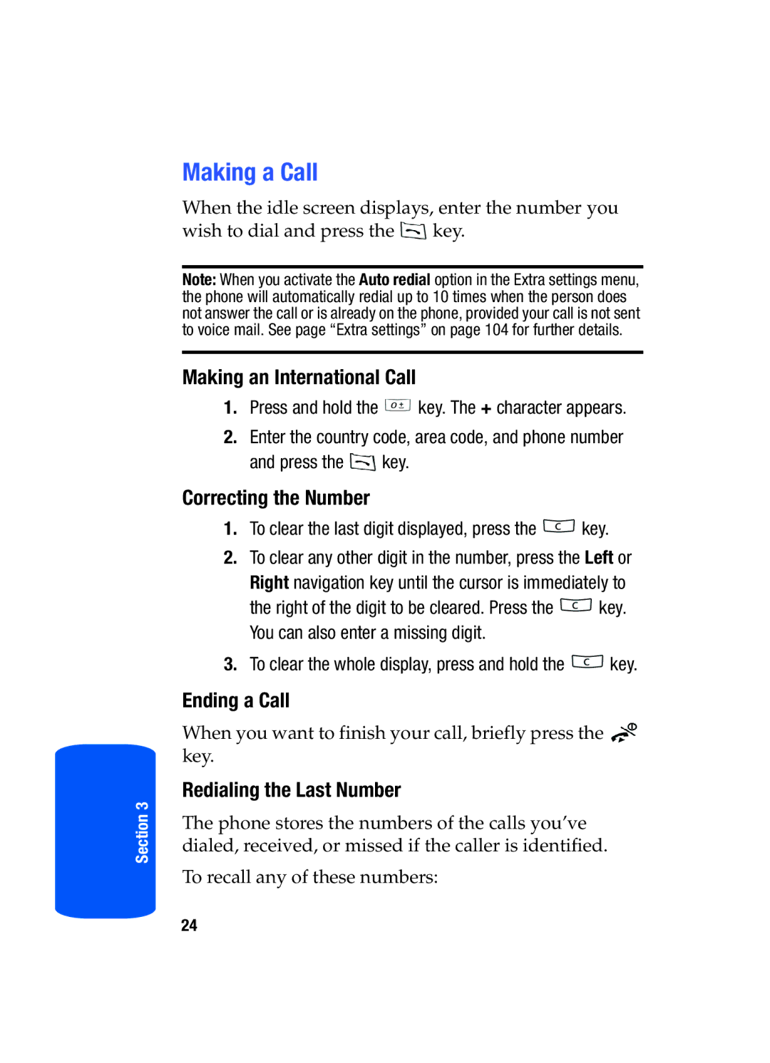 Samsung SGH-T519 manual Making a Call, Making an International Call, Correcting the Number, Ending a Call 