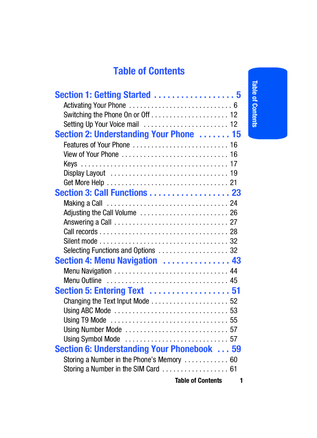 Samsung SGH-T519 manual Table of Contents 