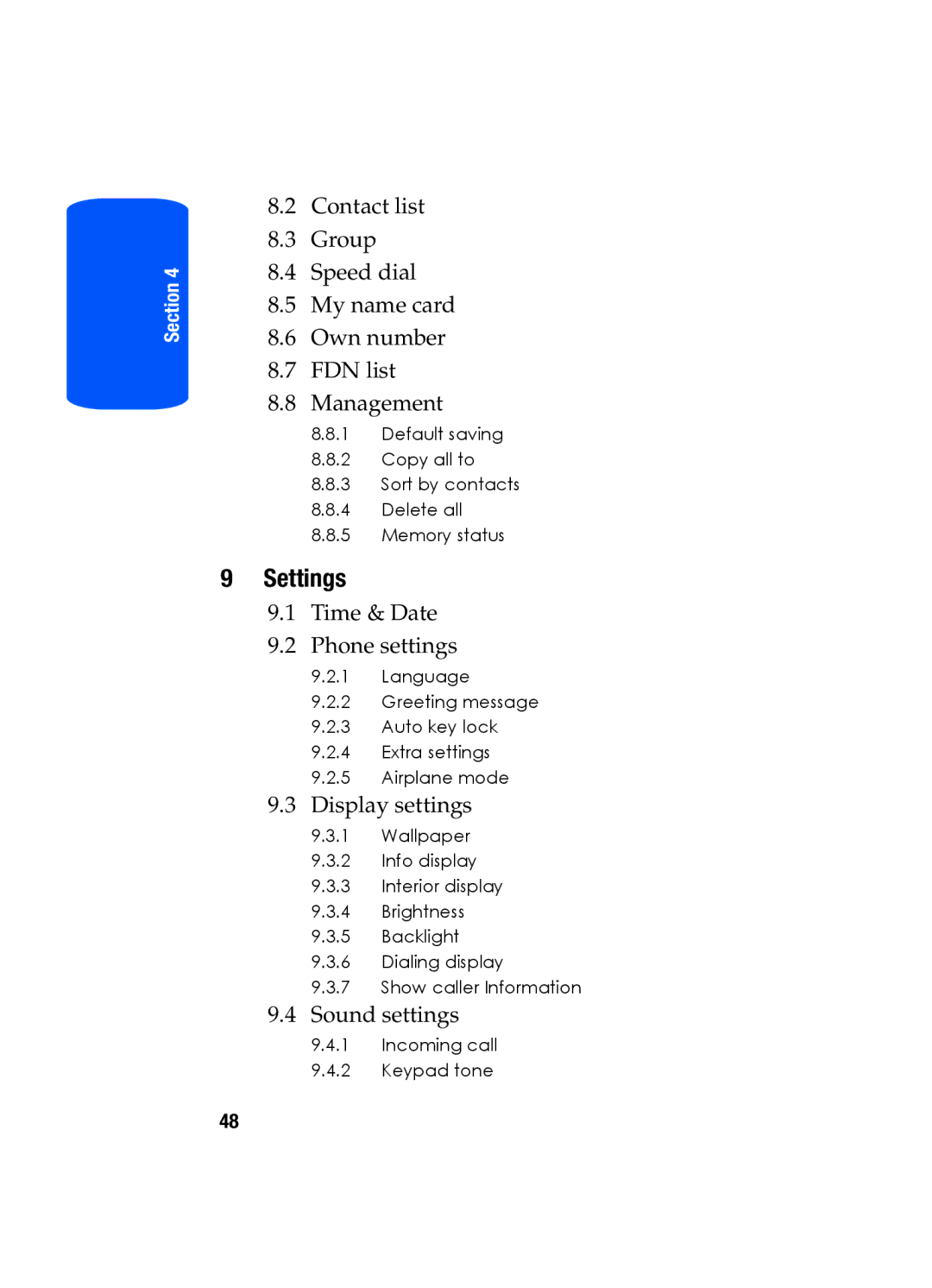 Samsung SGH-T519 manual Settings, Display settings 