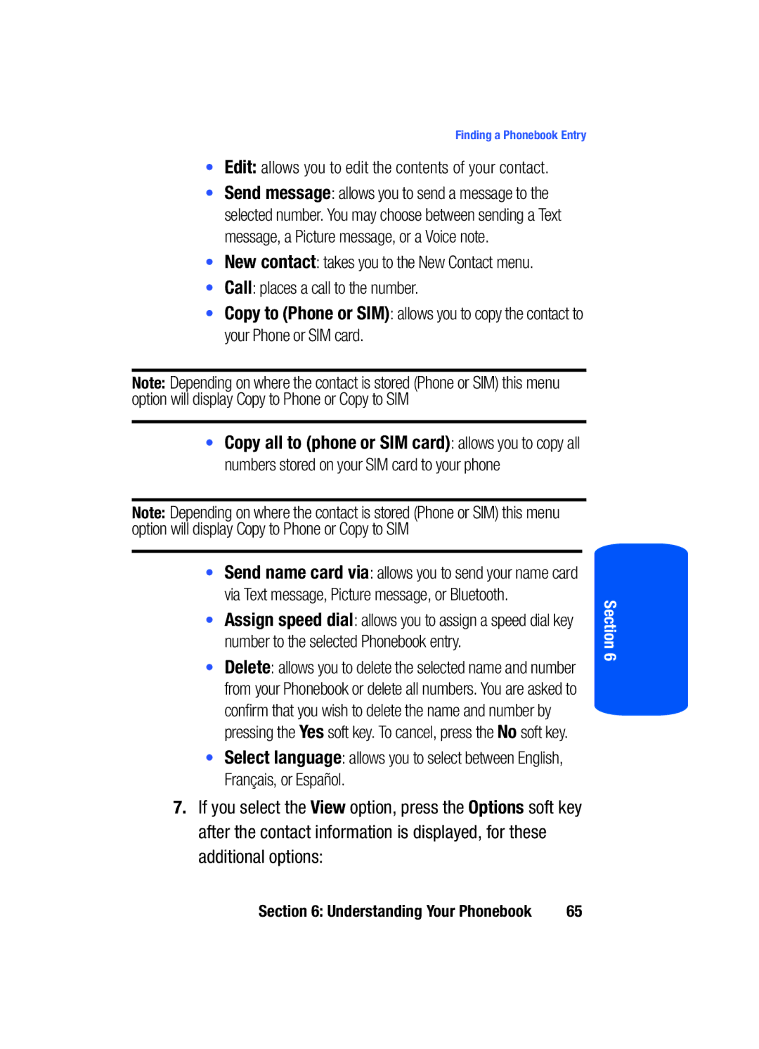 Samsung SGH-T519 manual New contact takes you to the New Contact menu 