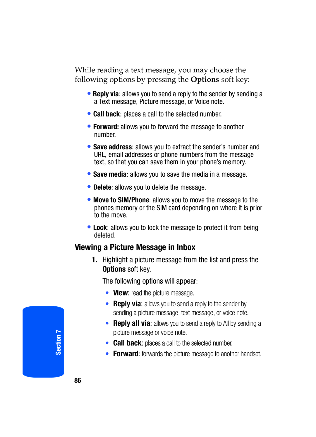 Samsung SGH-T519 manual Viewing a Picture Message in Inbox, View read the picture message 