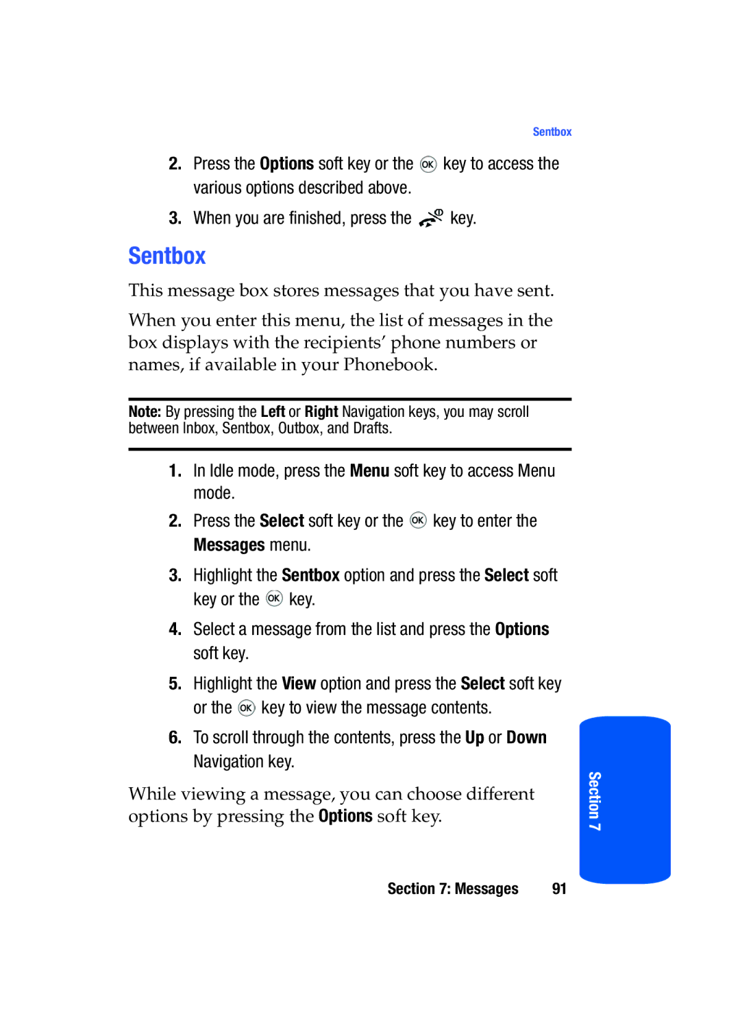 Samsung SGH-T519 manual Sentbox 
