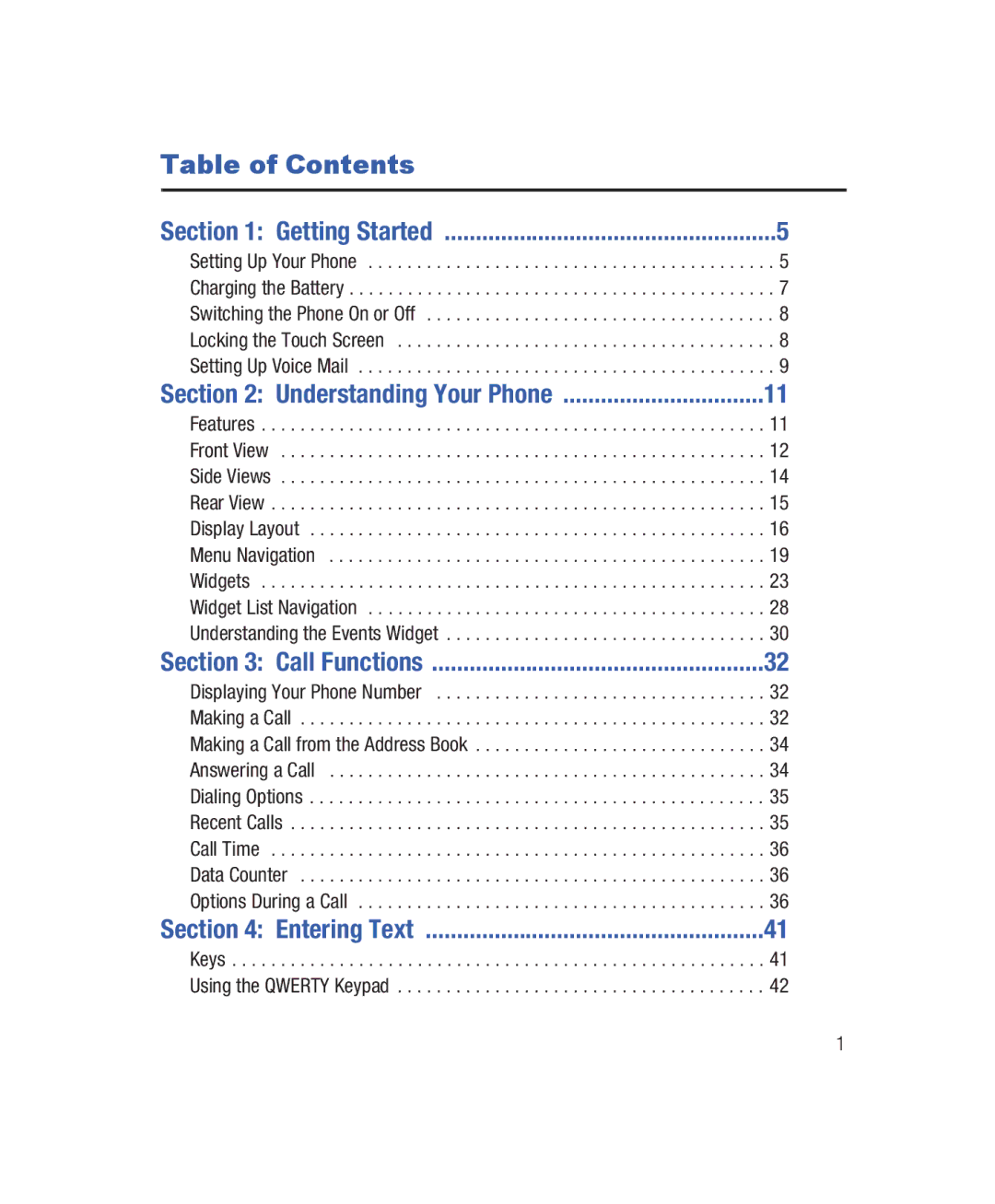 Samsung SGH-T528G user manual Table of Contents 